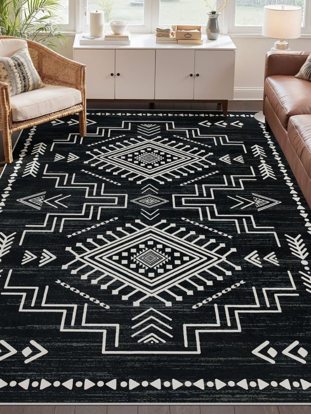 Boho Western Aztec 5x7 Washable Area Rugs for Living Room Bedroom
